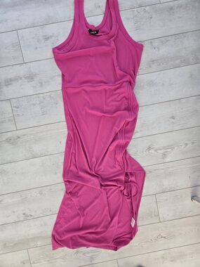 Hot Pink And Gray Sleeveless Long Tank Dresses